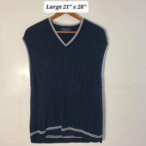 Vintage Brooks Golf Men's Blue Knit Large Sweater Vest Made in USA